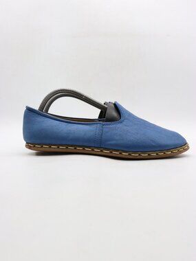 Sabah Turkish Signature Blue Leather Men’s EU 41 Slip On Shoes Handmade Loafers